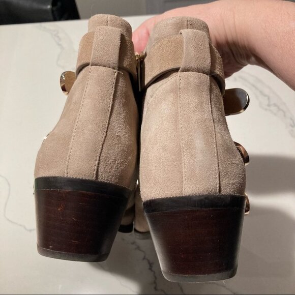 TARYN ROSE Sz 9.5B Samantha Light Taupe Beige Western Style  Booties - Picture 5 of 10
